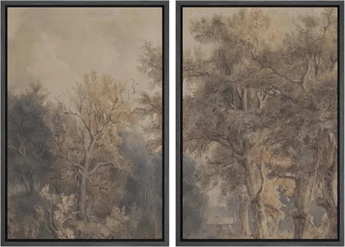 Miniatura 56 de SIGNWIN Lienzo enmarcado para pared, juego de arte sereno de paisaje de pantanos, ilustración rústica, arte moderno, minimalismo, decorativo
