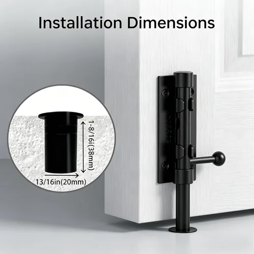 Miniatura 3 de Barrel Bolt Latch,7.7 inch Slide Bolt Gate Latch,14mm Bolt Heavy Duty Shed Door Latch,304 Stainless Steel Black Finish Lock Latch for Barn, Fence