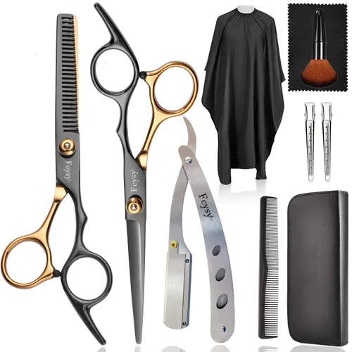 Miniatura 12 de Kit de tijeras para cortar y degrafilar el cabello, kit profesional de tijeras para mezclar cabello Fcysy, tijeras de peluquero para corte