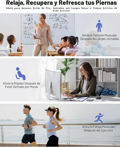 Miniatura 5 de Masajeador de piernas de compresión de aire con calor: masajeador de pies y pantorrillas para circulación y alivio del dolor, 9 intensidades, 4