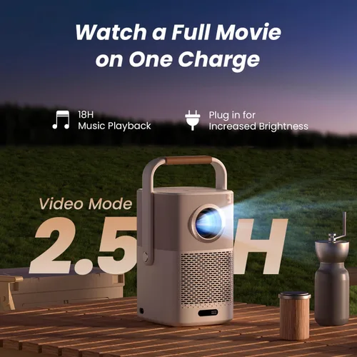 Miniatura 4 de [Sonido de JBL y batería integrada] Proyector para exteriores Yaber T2 con WiFi 6 y Bluetooth, proyector portátil de película inteligente Native