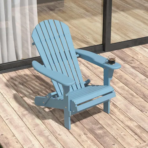 Miniatura 8 de Folding Adirondack Chair,Ergonomic Patio Wood Chairs with Wide Armrest,350LBS Weather Resistance Lawn Chair for Poolside,Outdoor Garden Lounge Black