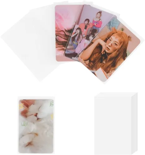 Paquete de 100 fundas para tarjetas fotográficas, 2.323 x 3.543 in de grosor de 200 micrones, funda transparente CPP, protector de tarjetas de