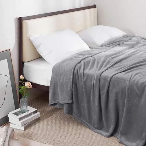 Miniatura 10 de RYB HOME Ropa de Cama Manta de Franela Tamaño Throw Todas las Estaciones Manta Ligera de Microfibra Suave que Ajusta Cubierta de Cama Colcha Crema