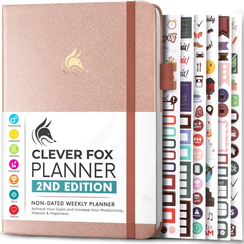 Miniatura 9 de Clever Fox - Agenda 2ª Edición – Planificador de Metas Semanales y Mensuales Colorido, Organizador de Gestión del Tiempo y Productividad, Sin Fecha