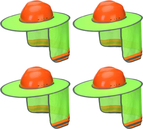 Miniatura 20 de UNCO - Casco de Sombrero Duro con Protector Solar, 1 Paquete, Amarillo, Visera Completa y Estándar de Malla Reflectante de Alta Visibilidad