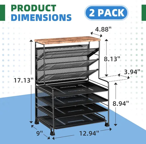 Miniatura 7 de Simple Trending Organizador de archivos de escritorio de 8 niveles, 1 paquete de bandeja de cartas, organizador de papel, accesorios de escritorio 7
