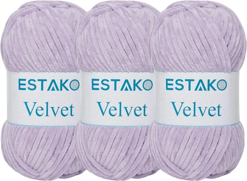 Miniatura 18 de Estako Manta de felpilla de terciopelo amigurumi para tejer y tejer, súper voluminosa, 3.53 oz (132 yardas) (1710 - naranja)