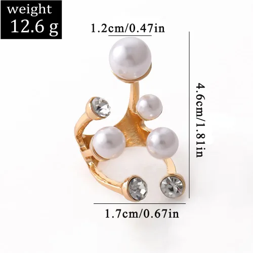 Miniatura 6 de Cicod Anillo de perlas vintage, apilables, anillos de perlas ajustables, anillo de dedo completo de perlas abiertas, joyería de moda para mujeres