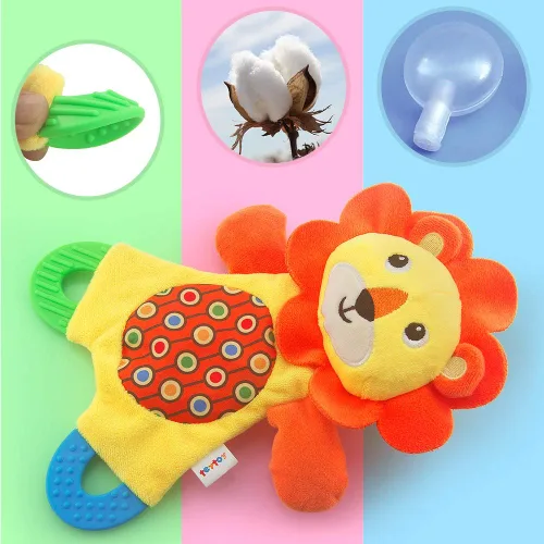 Miniatura 2 de teytoy My First Baby - Juguete de dentición, 2 piezas de tela suave arrugada, juguetes para bebés y niños, perfecto para baby shower (león y koala)