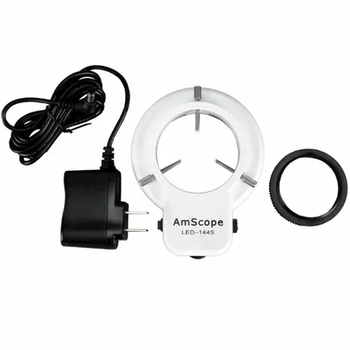 Miniatura 7 de AmScope anillo iluminador LED-144W-ZK blanco, ajustable, con 144 LED, para microscopio estéreo y cámara