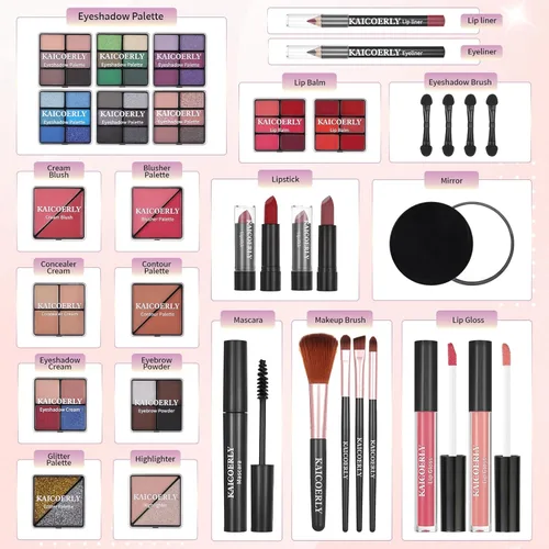 Miniatura 2 de Kit de maquillaje para mujeres y niñas, juego de regalo de maquillaje de moda para principiantes, profesionales, viajeros con estuche, esencial