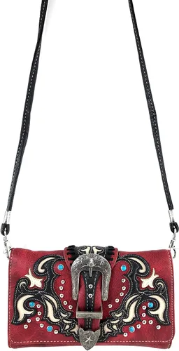 Miniatura 3 de Zelris Western Texas Longhorn hebilla mujeres Crossbody muñeca Trifold cartera