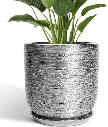 Miniatura 16 de Maceta de Cerámica para Plantas de Interior de 5 Pulgadas - Maceta Redonda para Plantas Suculentas con Agujero de Drenaje y Platillo, Decoración