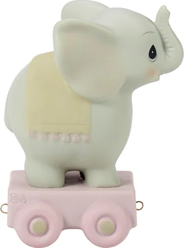 Miniatura 4 de Precious Moments "Que tu cumpleaños sea gigantesco" Figura de elefante de porcelana de bizcocho de 4 años, parte de la serie Tren de cumpleaños