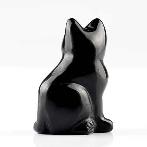 Miniatura 5 de Estatua grande de obsidiana negra de 2.0 pulgadas para gato, Feng Shui, manualidades, tallado, tallado, curación, reiki (obsidiana negra)