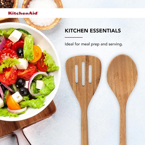 Miniatura 3 de KitchenAid Juego de espátula y cuchara de bambú, 2 piezas