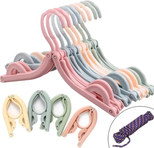 Miniatura 10 de 12 perchas de viaje negras con 24 clips plegables para maleta, perchas plegables portátiles para ropa, artículos esenciales para cruceros