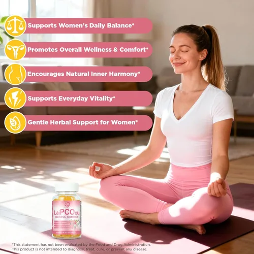 Miniatura 3 de Gomitas de inositol PCOS para el equilibrio ovárico y hormonal, 60 unidades de gomitas PCOS con mio-inositol, folato y zinc que ayudan al ciclo