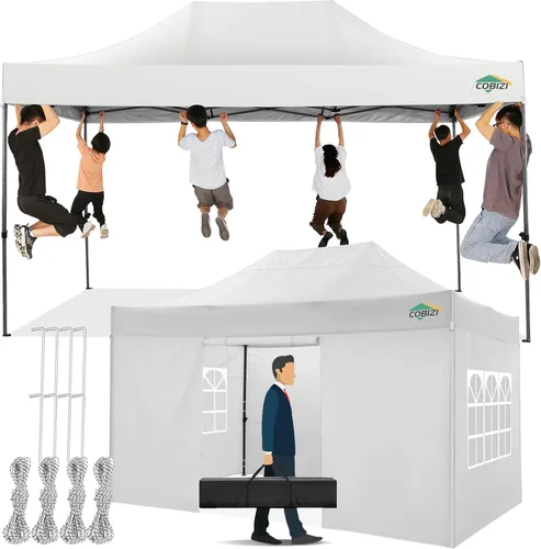 Miniatura 29 de COBIZI Carpa Toldo Emergente de 10x10 pies, Toldo de 10x10 con 4 Paredes Laterales Impermeable de Servicio Pesado Carpa Comercial para Fiestas