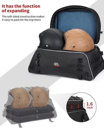 Miniatura 3 de KEMIMOTO Bolsa de Portaequipajes de Viaje para Motocicleta Expandible 20-25L Bolsa de Maletero Suave Plegable con Correas de Barra Compatible