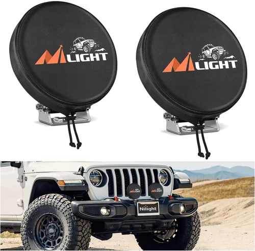Nilight Cubierta de Luz de Cápsula de Conducción Todoterreno Redonda de 5.75 Pulgadas, Cubierta Protectora de Cuero Negro de 6 Pulgadas de Diámetro
