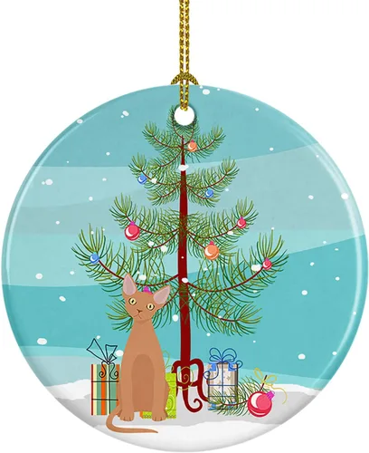 Miniatura 105 de Caroline's Treasures Adorno de cerámica con texto en inglés "Merry Christmas" para colgar en el árbol de Navidad, decoración para el hogar, Navidad