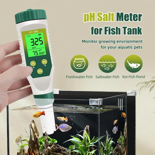 Miniatura 5 de Medidor de pH para hidroponía de agua, probador de sal TDS EC de pH 5 en 1 para solución nutritiva de agua, visualización simultánea de temperatura