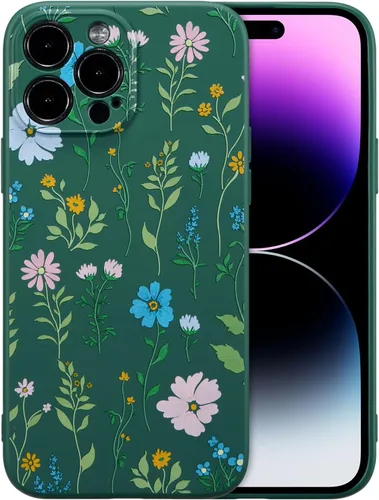 Miniatura 120 de RALEAVO Funda Floral para iPhone 12, Cubierta de Silicona Líquida con Bonito Patrón de Rama de Flores para Niñas y Mujeres, Funda Protectora de Goma