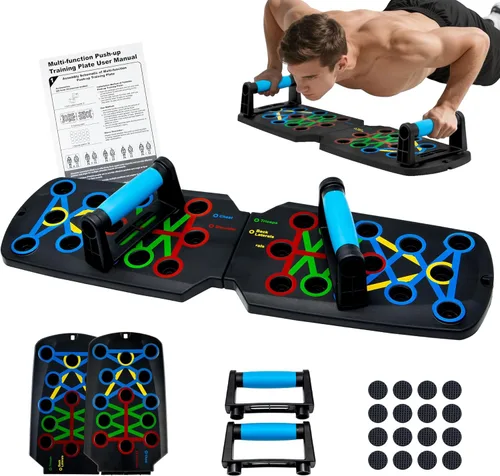 Tabla de empuje, barra de empuje portátil desmontable 17 en 1 en gimnasio en casa, equipo profesional de entrenamiento muscular disponible para