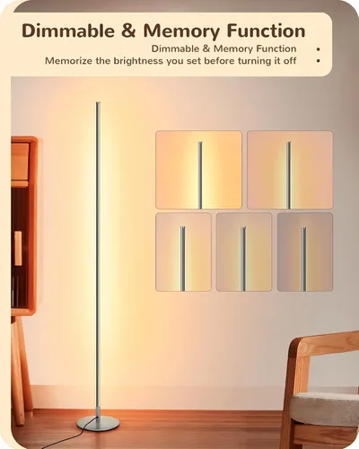 Miniatura 3 de Lámpara de pie EDISHINE, lámparas de pie con control remoto y interruptor de pie para sala de estar, lámpara de pie regulable del 10% al 100% con 7
