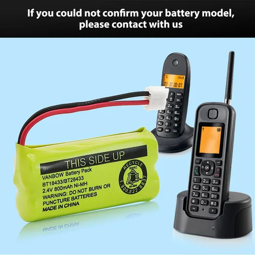 Miniatura 6 de BT18433/BT28433 2.4V 800mAh Ni-MH Batería inalámbrica para teléfono, también compatible con AT&T BT184342/BT284342 BT8300 BT1011 BT1018 BT1022