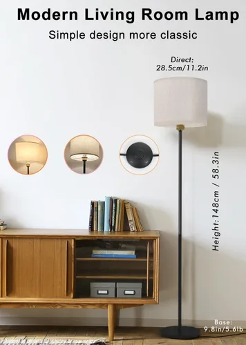 Miniatura 6 de YHW Lámpara de pie para sala de estar compatible con Alexa y Google, pantalla de lino blanco LED lámpara de pie alta y brillante lámpara de pie Beige