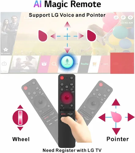 Miniatura 5 de Repuesto para LG Remote 2025 con AI, para control remoto LG Magic TV, puntero, Alexa Voice, Bluetooth, MR25GA, MR25GN, AKB76046603, C5, B5, G5, M5