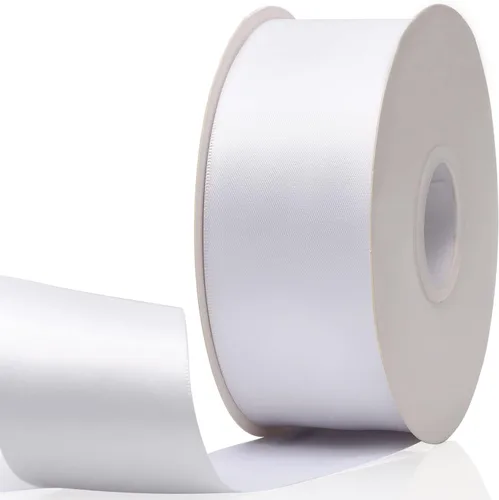 Miniatura 45 de Cinta de satén de doble cara verde manzana de 1-1/2 x 50 yardas, rollos de cinta de tela de alta densidad de color sólido, ideal para envolver