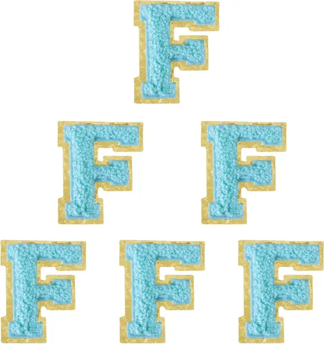Miniatura 206 de 6 piezas de parches de letras de chenilla autoadhesivas, parches de letras preppy de 2 pulgadas para bolsos, ropa y sombreros, grandes pegatinas