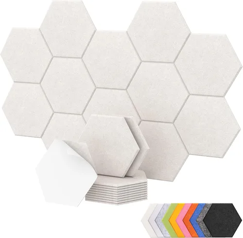 Paquete de 12 paneles acústicos hexagonales de alta densidad, paneles de pared insonorizados TONOR de 12"x 10"x 0.4", paneles de absorción de sonido