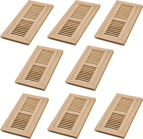 Miniatura 12 de Registro de piso de madera de roble blanco, montaje empotrado con marco, 4 x 10 pulgadas, sin terminar Blanco (White Oak)