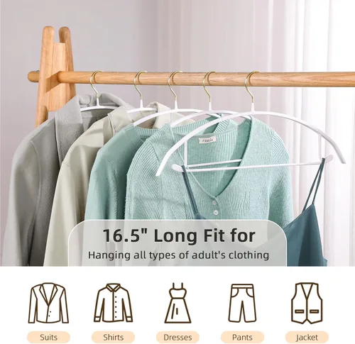 Miniatura 5 de MOPALL Perchas para ropa, paquete de 20 perchas antideslizantes para suéter sin protuberancias en los hombros, 16.5 pulgadas de ancho, duraderas