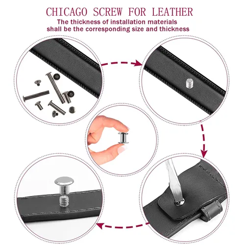 Miniatura 3 de 50 Juegos M5*6 Negro Pistola Kit de Tornillos Chicago Remaches de Cuero Tornillos Remaches Chicago Botones de Tornillos DIY Acabado de Cuero