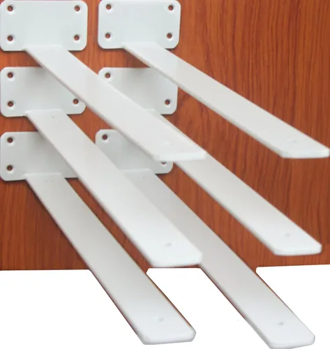 Miniatura 8 de Paquete de 2 - Soportes de estante en L ocultos negros de 4 pulgadas (1/5 pulgada de grosor) Soportes de estante flotante de hierro Soportes