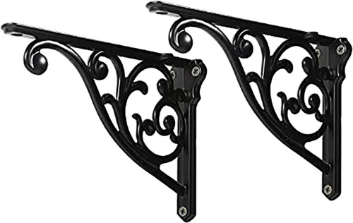 Miniatura 7 de Soportes de estante de 4 pulgadas, paquete de 4 soportes de pared de latón antiguo de alta resistencia, estantes decorativos de cocina victoriana