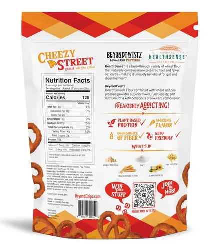 Miniatura 2 de BeyondTwistz Pretzels Bajos en Carbohidratos, Cheezy Street, Amigables con Keto, 2g de Carbohidratos Netos, 18g de Proteína, Enriquecidas con Fibra