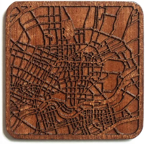 Miniatura 126 de Posavasos Amsterdam Map by O3 Design Studio, 1 pieza, posavasos de madera Sapele con mapa de la ciudad, hecho a mano, varias ciudades opcionales
