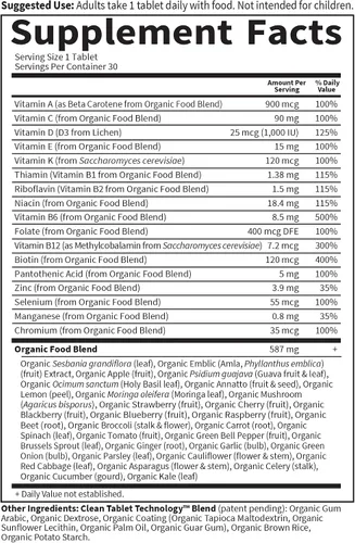 Miniatura 5 de Garden of Life Once Daily Multivitamínico de Alimentos Integrales para Hombres, Vitaminas y Minerales Orgánicos para Hombres, Vitamina C, Zinc