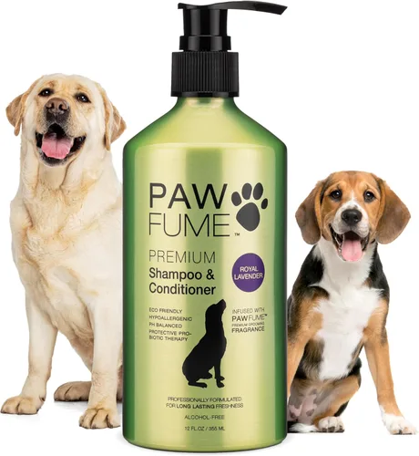 PAWFUME Champú y Acondicionador para Caída de Pelo de Perro, Lavanda Real, 1 Paquete – Nutrir y Desenredar para un Abrigo Sedoso y Suave –