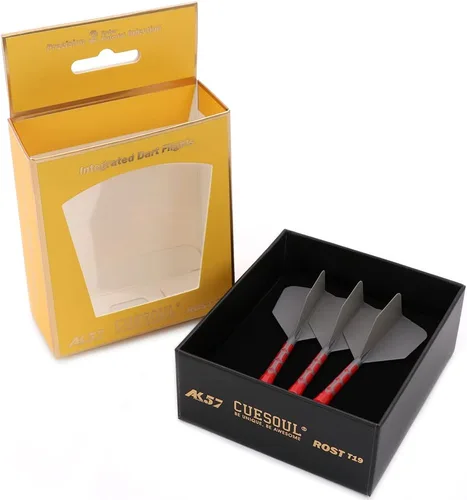 CUESOUL ROST T19 - Astil y vuelos de dardos integrados en forma de gran ala, gris, 33mm - Di adiós a los vuelos de dardos que se caen con eje rojo