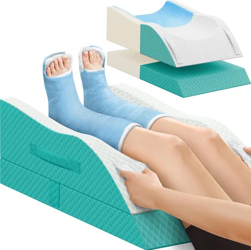 Miniatura 16 de Almohadas de elevación TranquilRelax para piernas después de la cirugía, almohada de espuma viscoelástica ajustable con cuña para piernas para Gris