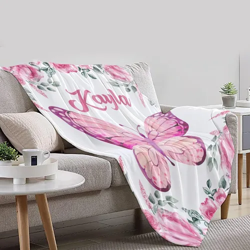 Miniatura 8 de Manta de mariposa personalizada con texto, manta de franela personalizada con nombre, para niños, perros y gatos, regalo de 30 x 40 pulgadas, XS