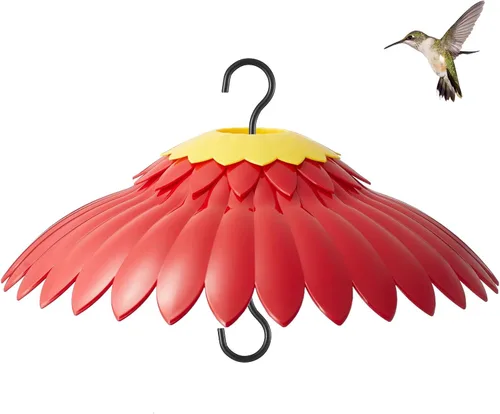 Miniatura 9 de Beserie Comedero para Pájaros Protector Meteorológico Cubierta de Cúpula Roja Protección contra Lluvia para Comederos de Colibríes con Foso